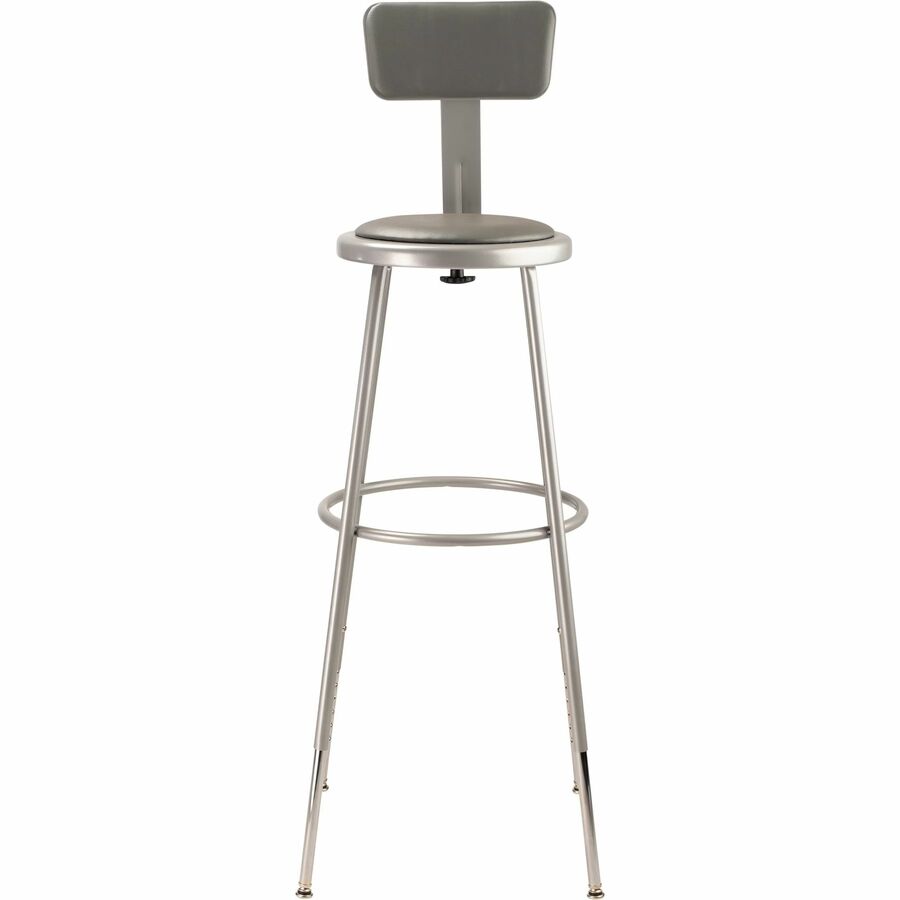 National Public Seating 6400 Series Heavy-Duty Padded Stools - Gray Seat Color - Vinyl, Medium Density Fiber (MDF), Plush Seat Material - Gray Frame Color - Steel Frame Material - Four-legged Base - Steel - 1 Each 6
