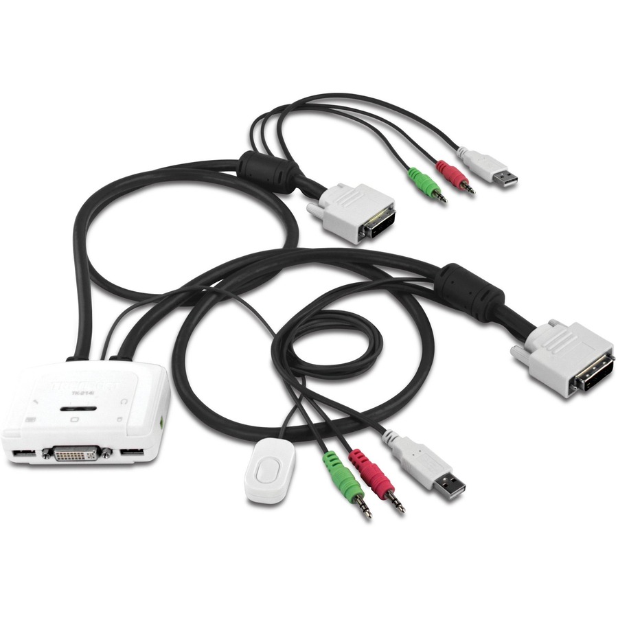 TRENDnet 2-Port DVI USB KVM Switch and Cable Kit with Audio, Manage Two PC's, USB 2.0, Hot-Plug, Auto-Scan, Hot-Keys, Windows/Linux/Mac Compliant, TK-214i