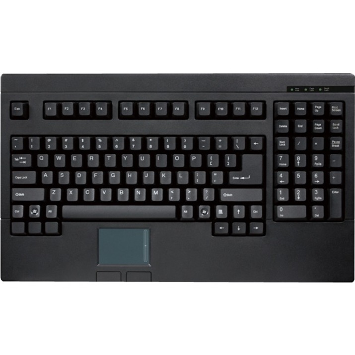 Adesso ACK-730PB-MRP 1U Rackmount Keyboard with Touchpad - PS/2 - QWERTY - 104 Keys - Black