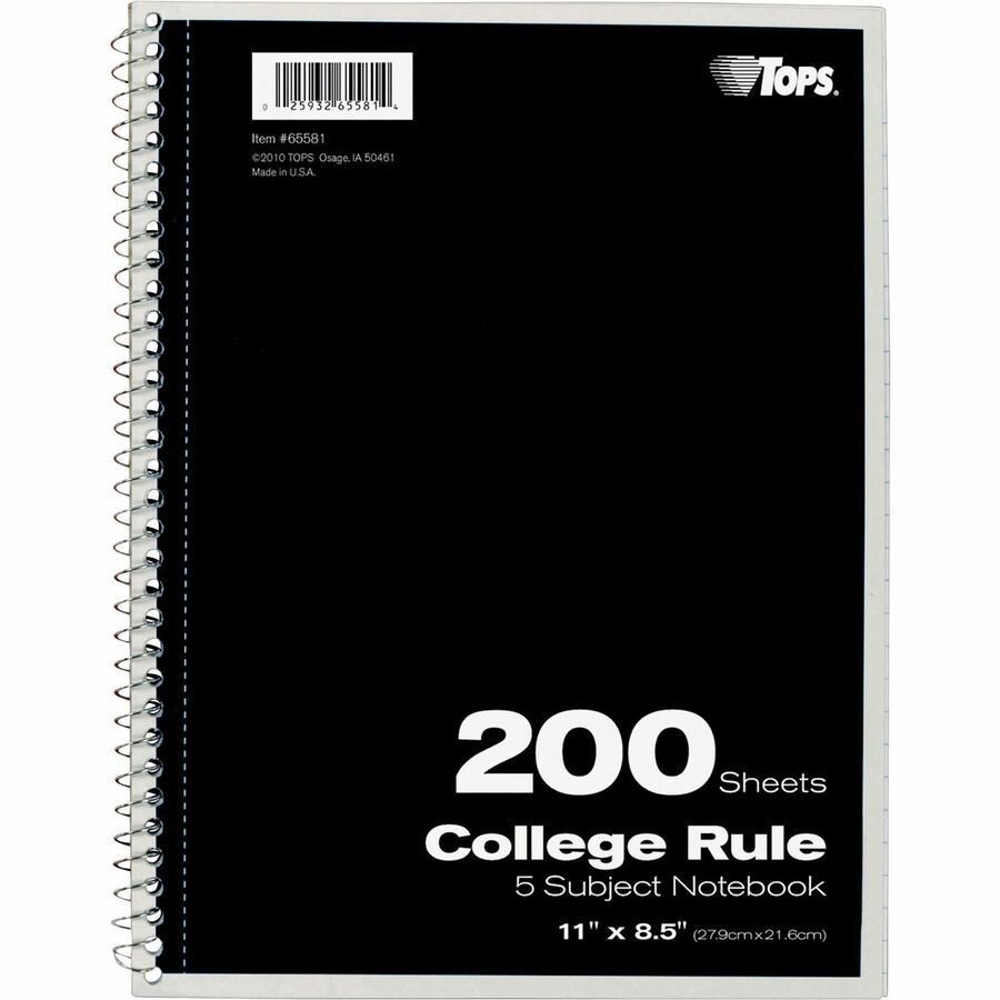 Oxford 5-Subject College Ruled Notebook, 200 Sheets, Spiral Bound - Various  Cover Colors