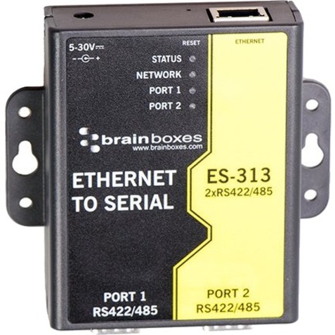 Brainboxes 2 Port RS422/485 Ethernet to Serial Adapter - DIN Rail Mountable - TAA Compliant