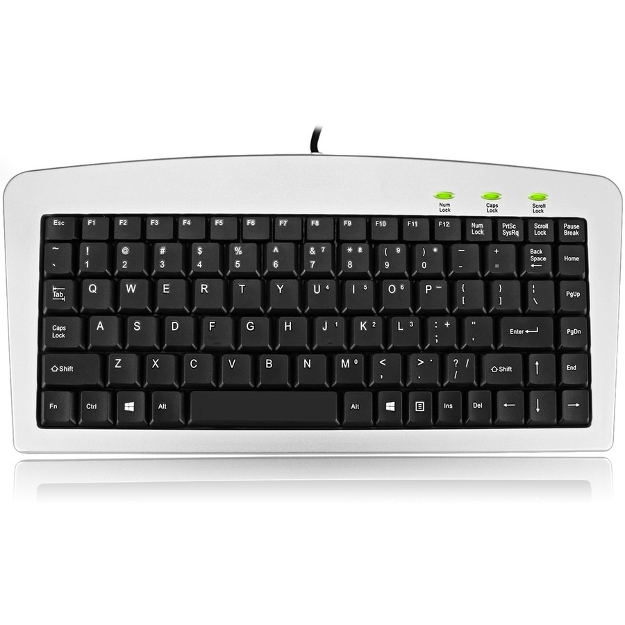 Adesso USB Mini Keyboard - USB, PS/2 - 88 Keys - Silver, Black