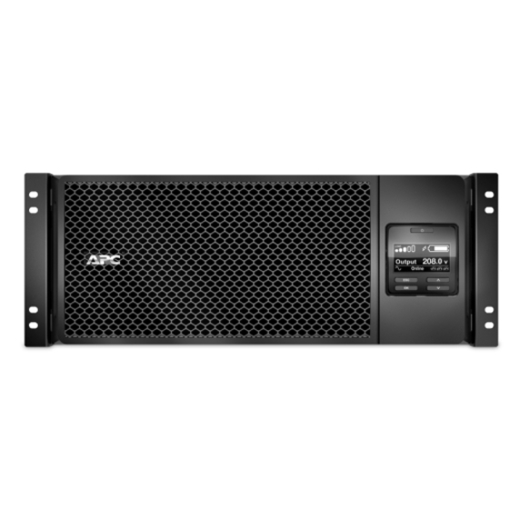 APC Smart-UPS On-Line, 6kVA/6kW, Rackmount 4U, 208V, 6x C13+4x C19 IEC outlets, Network Card+SmartSlot, Extended runtime, W/ rail kit