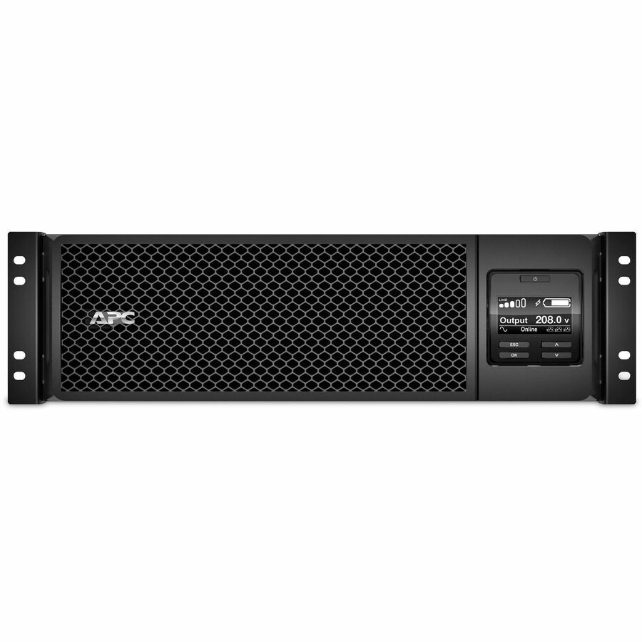 APC Smart-UPS On-Line, 5kVA, Rackmount 3U, 208V, 4x C13+4x C19 IEC outlets, Network Card+SmartSlot, Extended runtime, W/ rail kit