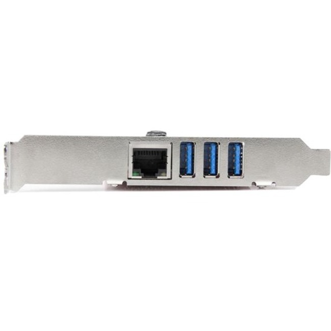 StarTech 3 Port PCI Express USB 3.0 Card + Gigabit Ethernet, 5Gbps, TAA