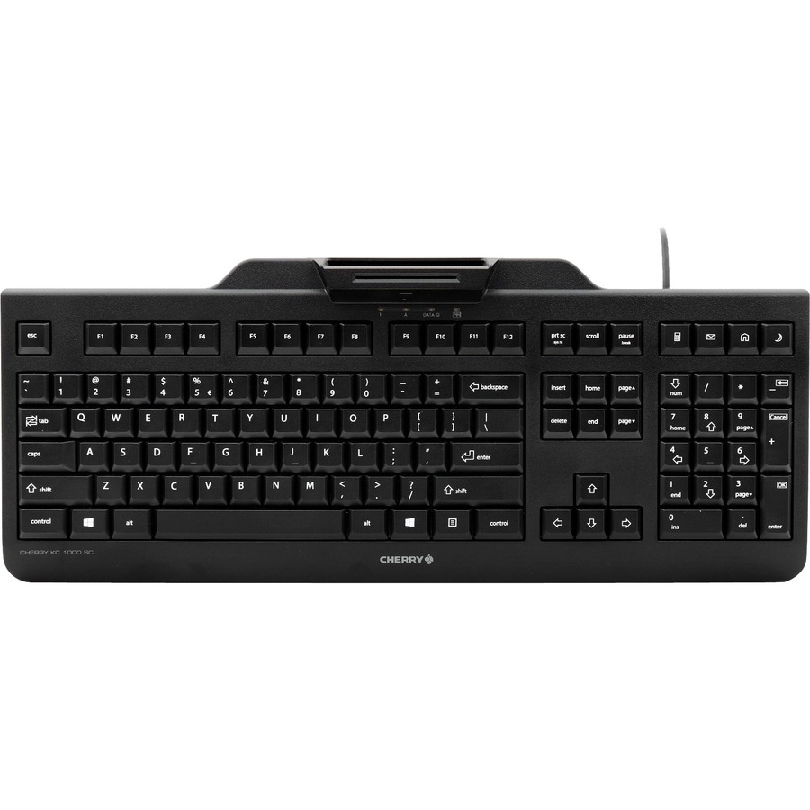 CHERRY KC 1000 SC Wired Keyboard - Full Size,Black,Integrated Smart Card Reader,FIPS201 Certified