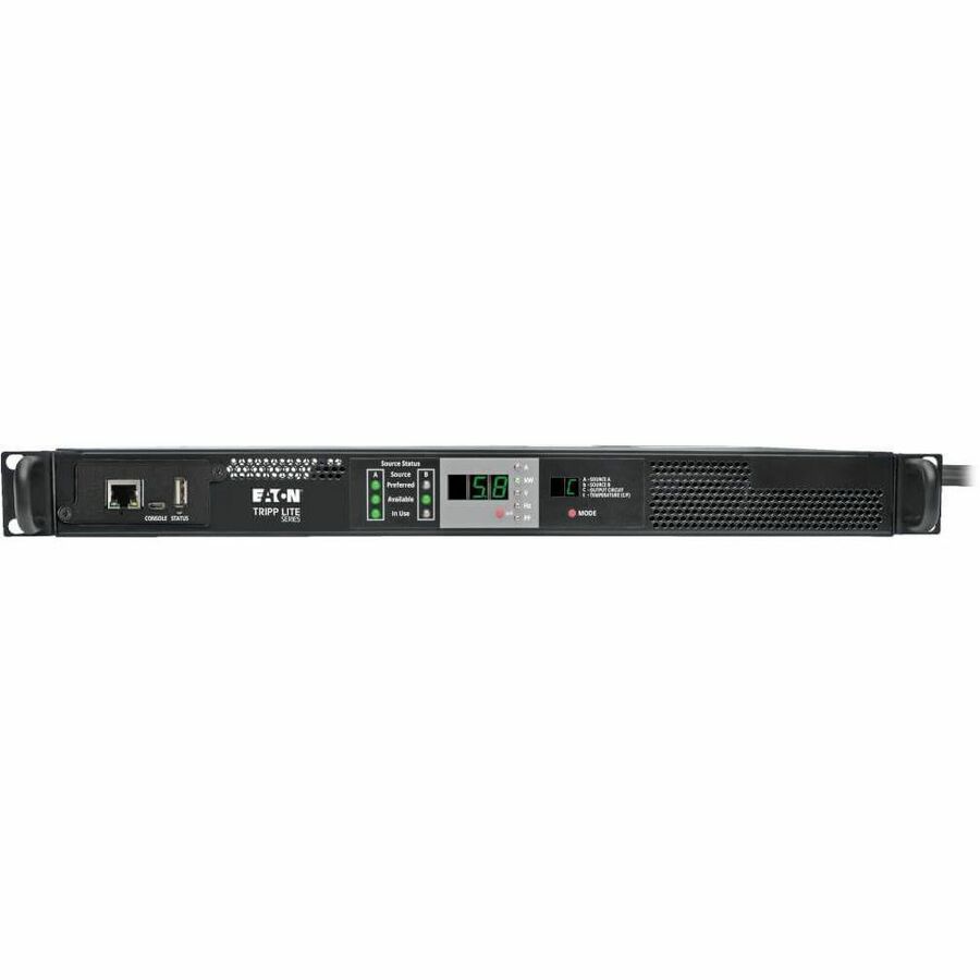Tripp Lite by Eaton PDU 5.8kW Single-Phase Monitored Automatic Transfer Switch PDU 2 200-240V 30A L6-30P Inputs 1 L6-30R Outlet 1U