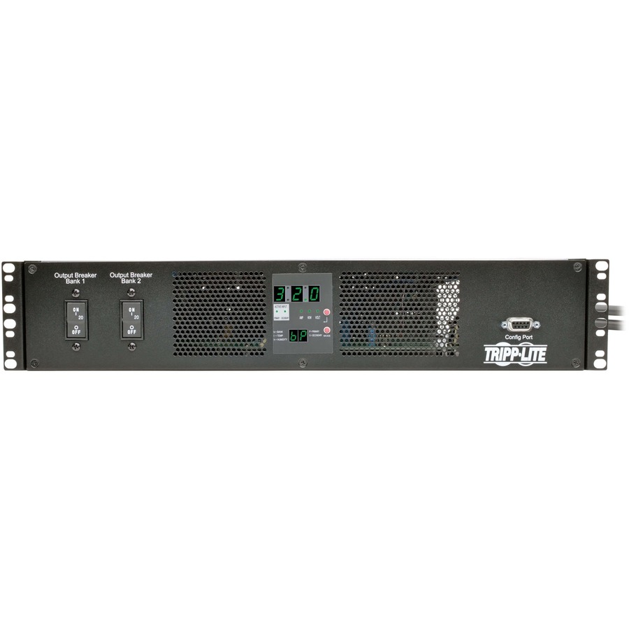 Tripp Lite by Eaton PDU 7.7kW Single-Phase 200-240V Local Metered Automatic Transfer Switch PDU 2 IEC309 32A Blue Inputs 16 C13 2 C19 Outlets 2U TAA