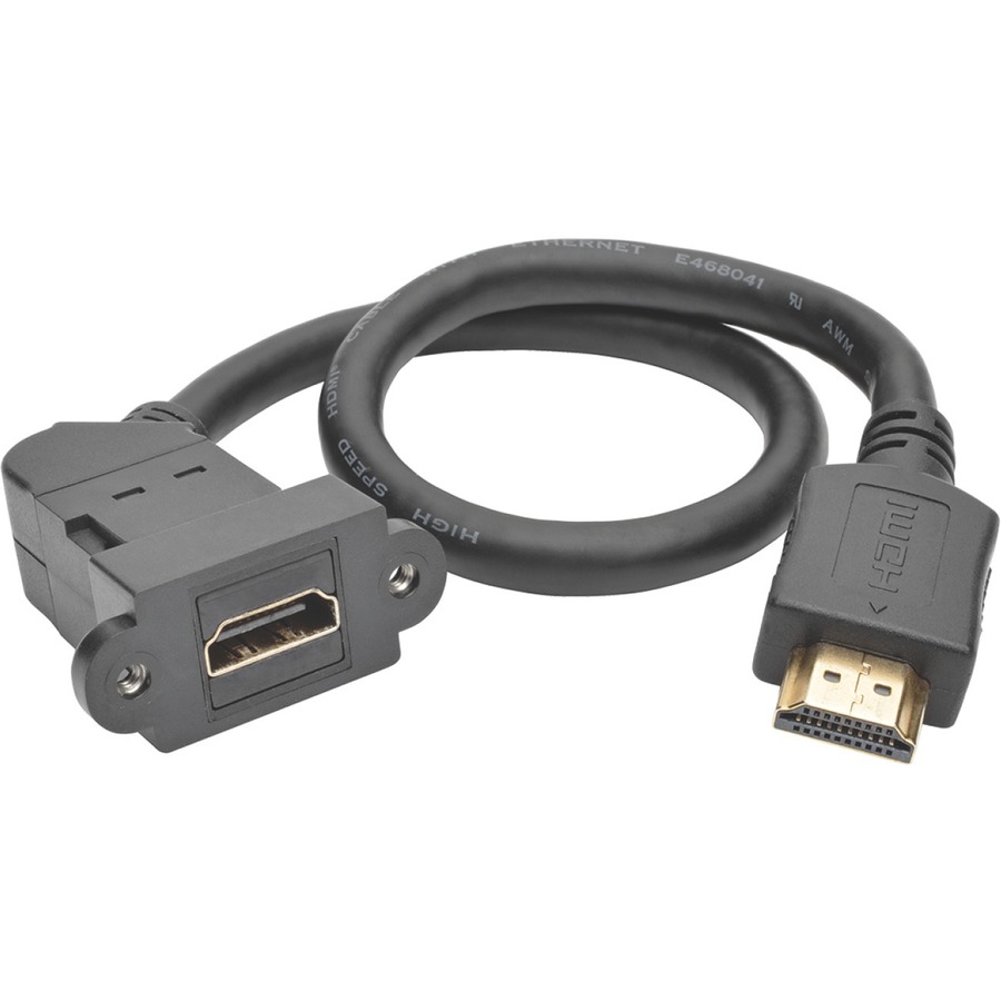 Eaton Tripp Lite Series High-Speed HDMI with Ethernet All-in-One Keystone/Panel Mount Extension Cable (M/F), Angled Connector, 1 ft. (0.31 m)