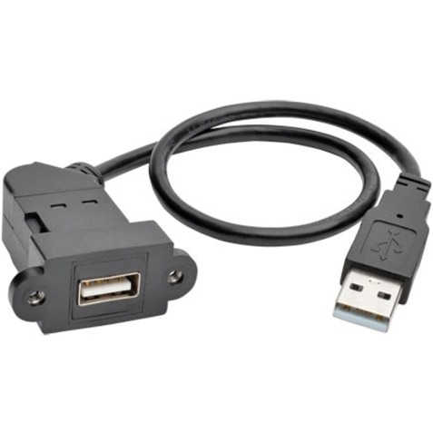 Tripp Lite by Eaton USB 2.0 All-in-One Keystone/Panel Mount Extension Cable (M/F) Angled Connector 1 ft. (0.31 m)
