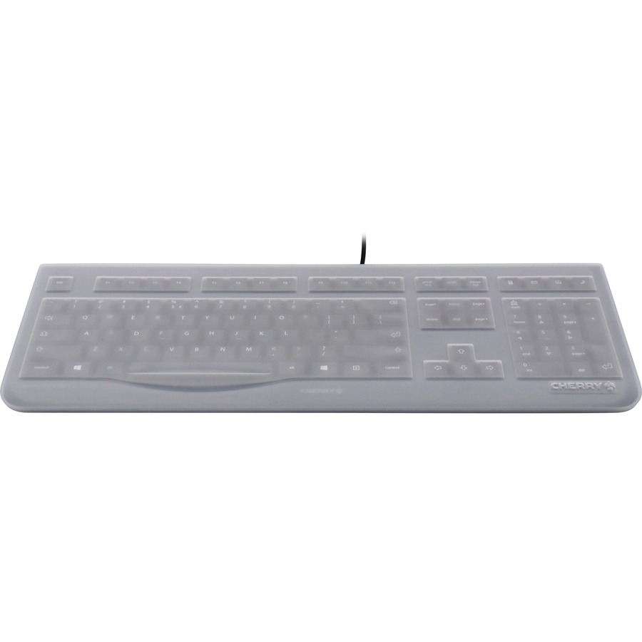 CHERRY EZCLEAN Wired Keyboard - Full Size,Black,Included Easy to Clean Flat Silicone Cover