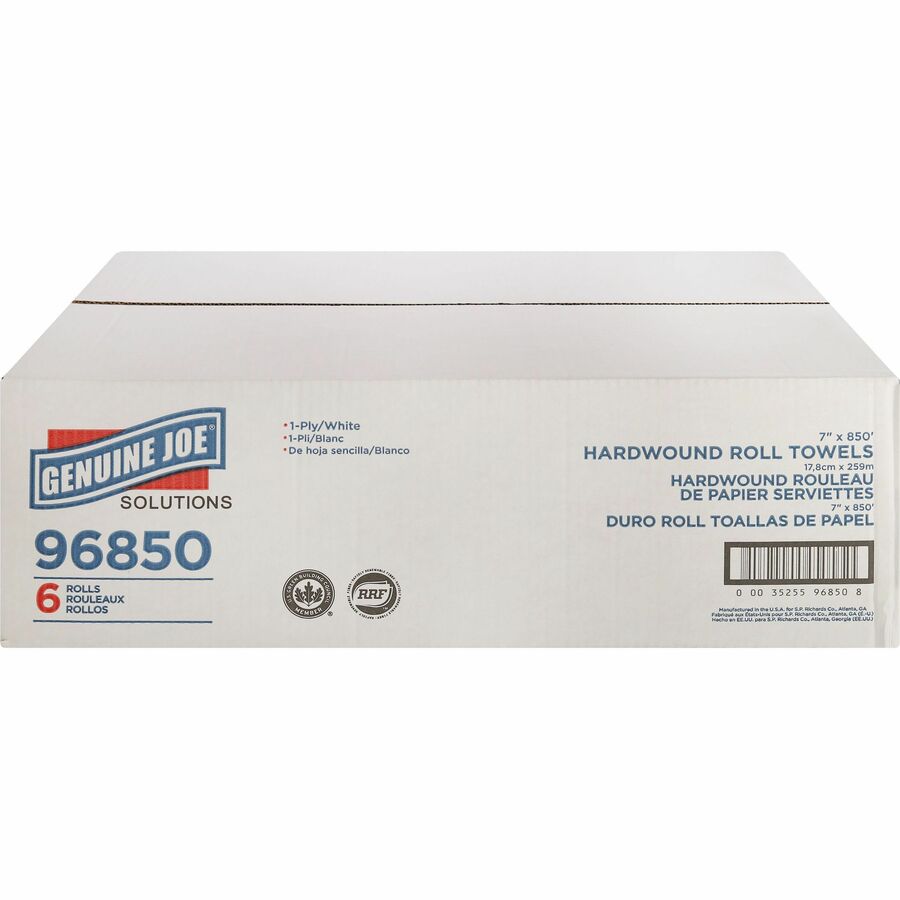 Genuine Joe Solutions 850' Roll Hard Wound Paper Towels