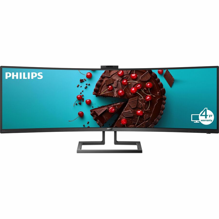 Philips Brilliance 499P9H 49" Class Webcam Dual Quad HD (DQHD) Curved Screen LCD Monitor - 32:9 - Textured Black