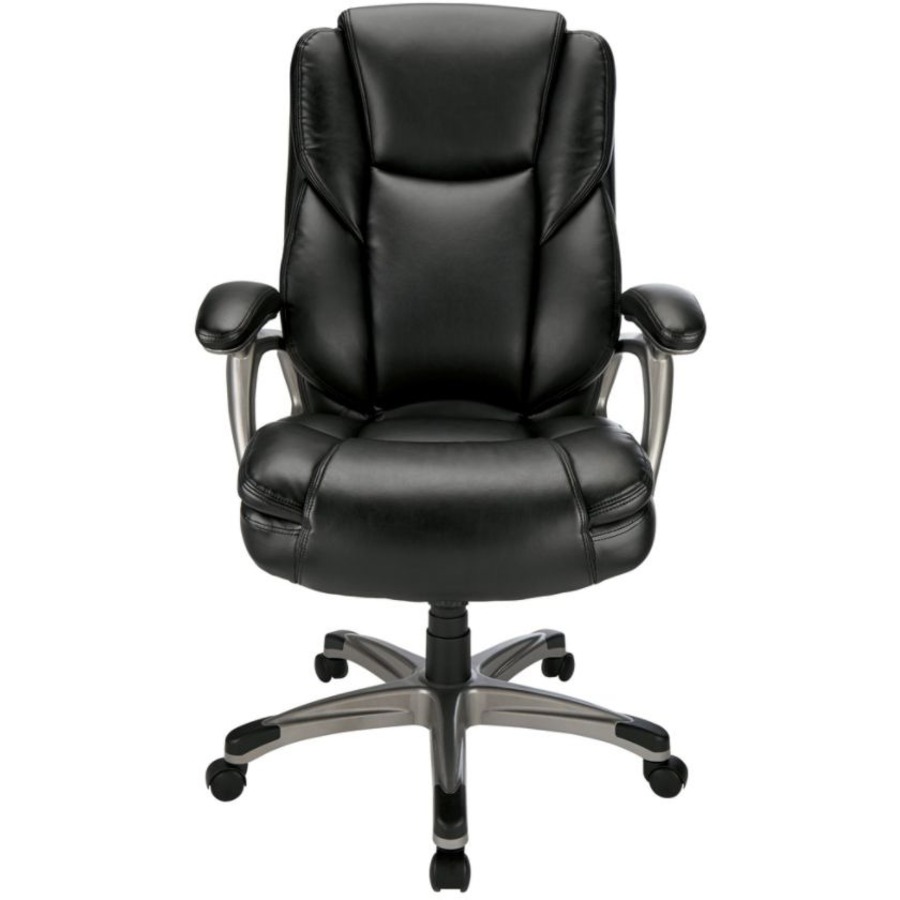 Realspace Cressfield Leather HighBack Chair, Black