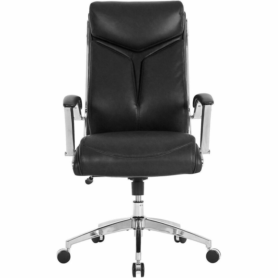 Realspace Verismo Leather High-Back Chair, Black/Chrome | Admiral Express