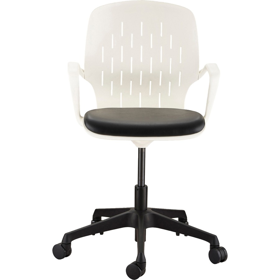 Safco Shell Desk Chair - Plastic Black Vinyl Seat - Plastic White Back ...