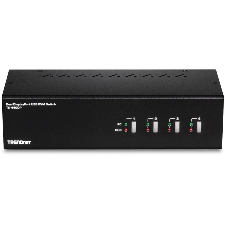 TRENDnet 4-Port Dual Monitor DisplayPort KVM Switch With Audio, 2-Port USB 2.0 Hub, 4K UHD Resolution Up To 3840 x 2160, Connect 4 DisplayPort Monitors, Dual Monitor 4 Port KVM Switch, Black, TK-440DP