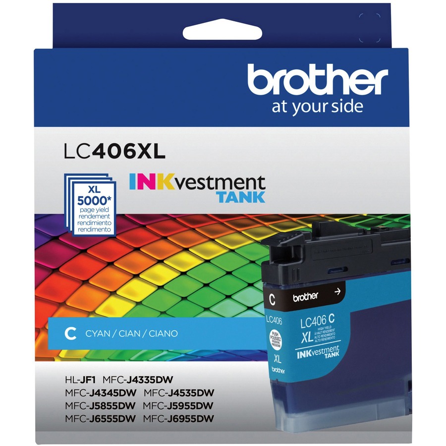 Brother INKvestment LC406XLC Original High Yield Inkjet Ink Cartridge - Single Pack - Cyan - 1 Each