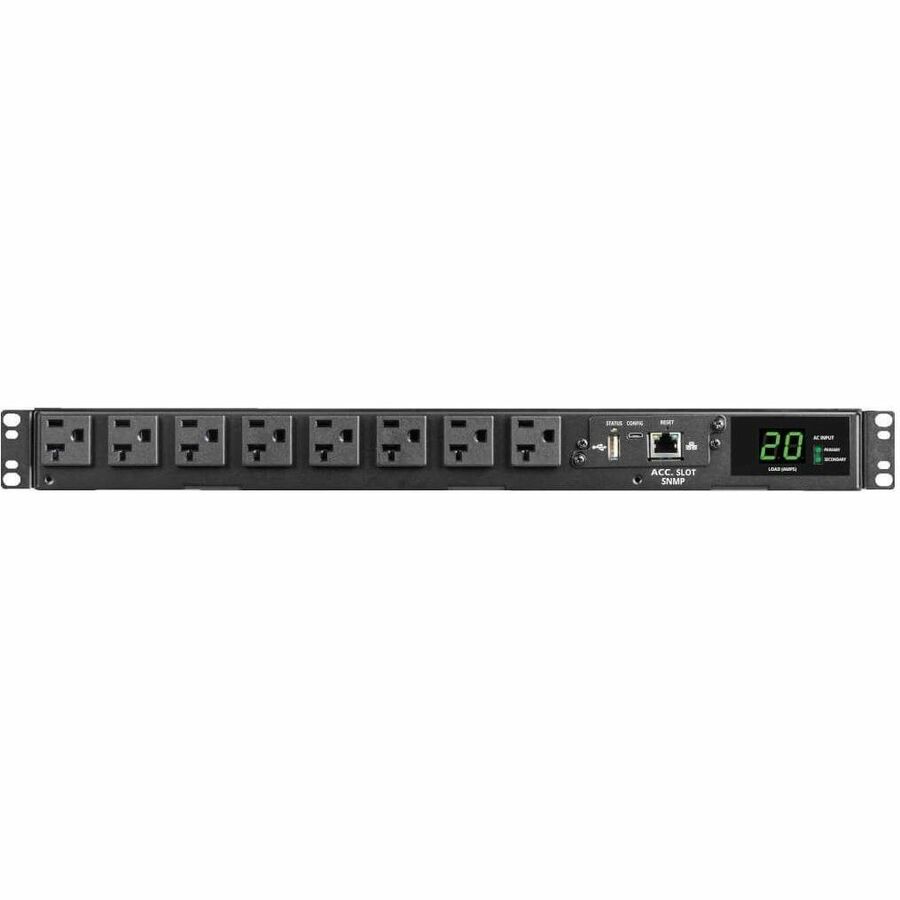 Eaton Tripp Lite Series 1.92kW 120V Single-Phase ATS/Monitored PDU - 16 5-15/20R Outlets, Dual L5-20P/5-20P Inputs, 12 ft. Cords, 1U, TAA