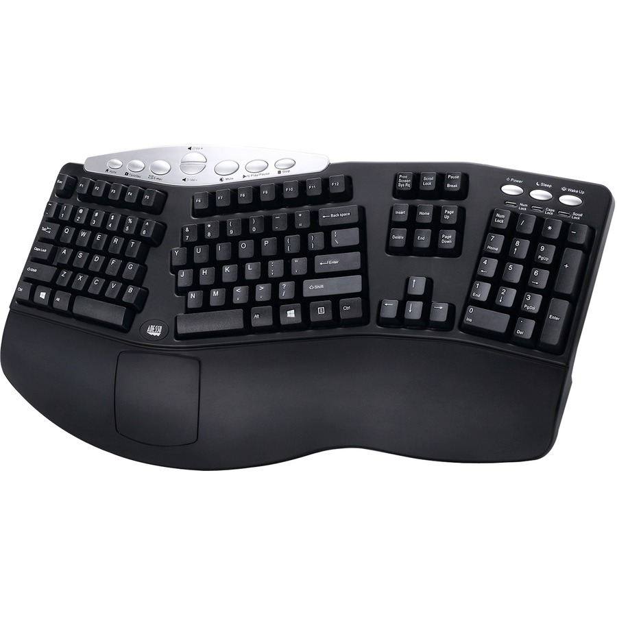 Adesso PCK-208B Tru-Form Media Contoured Ergonomic Keyboard - Wired ...