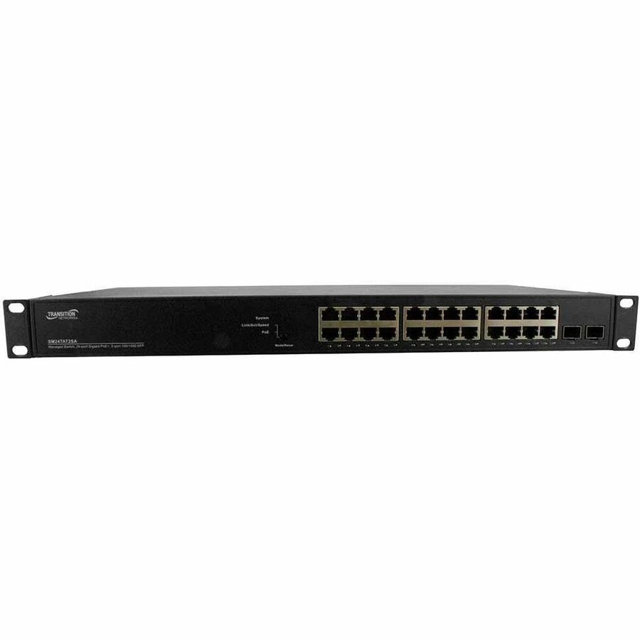 Lantronix SM24TAT2SA-EU 24-port Gigabit PoE+ switch with 2 SFP slots