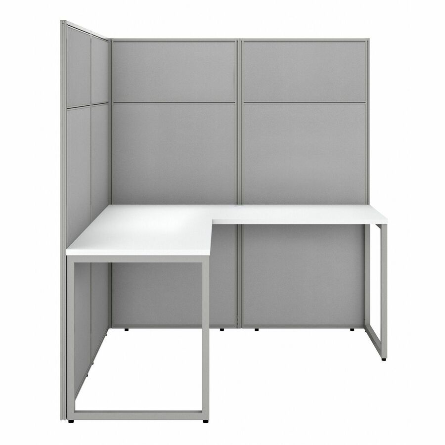 Picture of 60W 2-Person L-Shaped Cubicle Desk with 66H Panels, Pure White, L Config, EA
