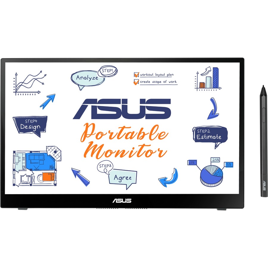 Asus ZenScreen Ink MB14AHD 14" Class LCD Touchscreen Monitor - 16:9 - 5 ms GTG