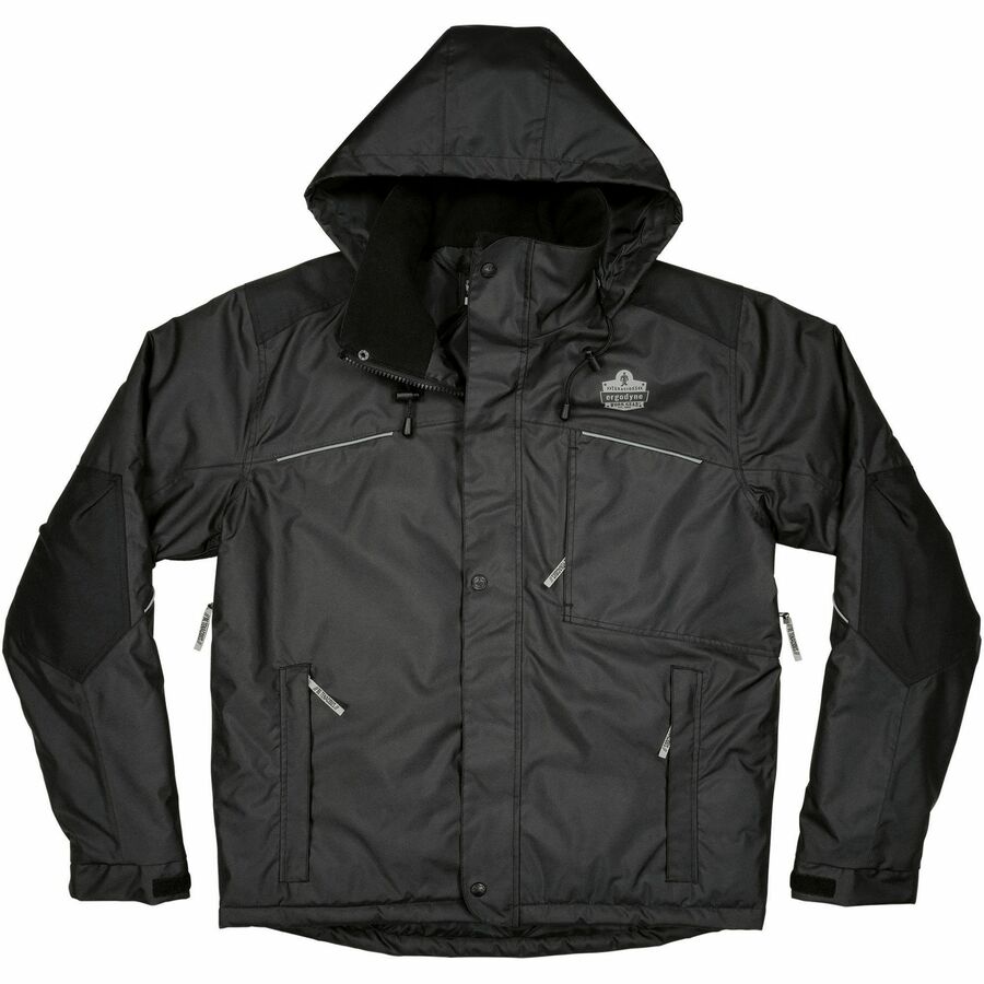 Picture of Winter Work Jacket, 3XL, 61" chest, 300D polyester oxford, Insulated, Removable hood, Reflective accents, Black, EA