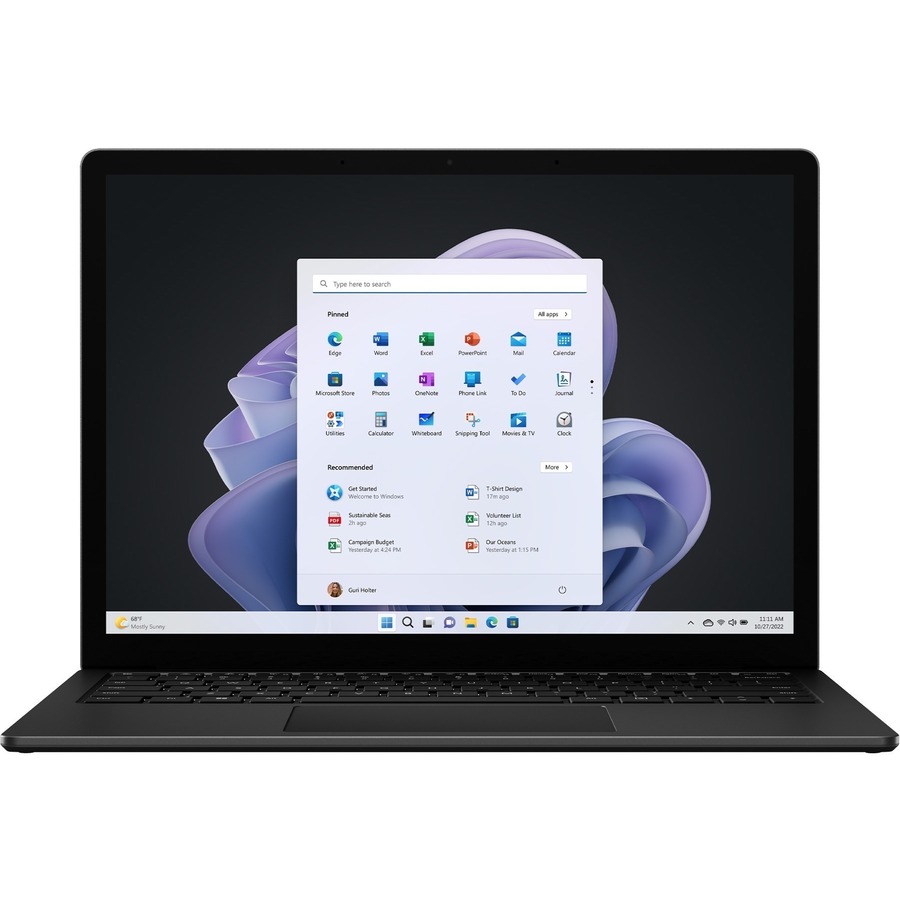 Microsoft Surface Laptop 5 13.5" Touchscreen Notebook - 2256 x 1504 - Intel Core i7 12th Gen i7-1265U - Intel Evo Platform - 16 GB Total RAM - 256 GB SSD - Matte Black - TAA Compliant