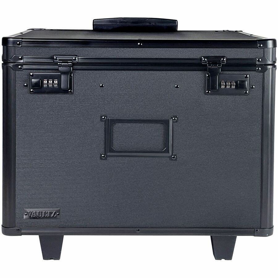 Picture of Locking Mobile File Chest, Internal 15.83 in x 12.95 in x 10.24 in, External 17.5 in x 15.5 in x 14.5 in, Lid closure, Black, EA