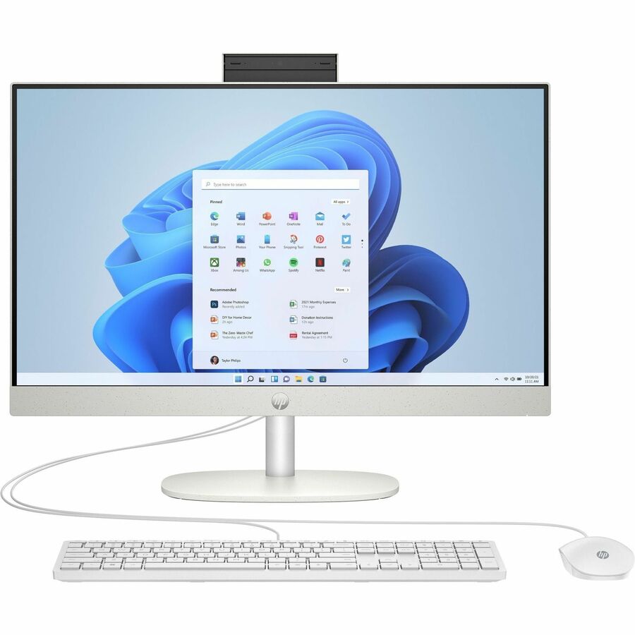 HP 24-cr0000 24-cr0077c All-in-One Computer - AMD Ryzen 5 7520U - 8 GB - 512 GB SSD - 23.8" Full HD - Desktop - Shell White - Refurbished