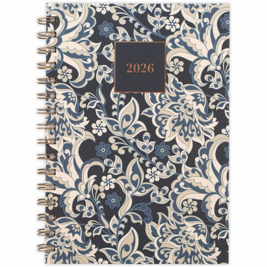 Picture of Elizabeth Weekly/Monthly Planner, 12-month, 5.5" x 8.5", Twin wire, Blue/White cover, Pocket, Sticker sheet, 1 EA