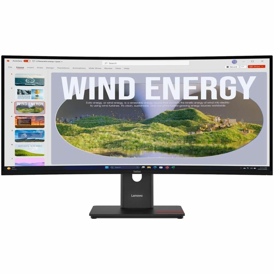Lenovo ThinkVision P34WD-40 34" Class WQHD Curved Screen LED Monitor - 21:9 - Eclipse Black