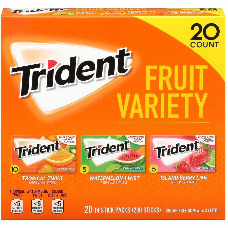 Picture of Trident Sugar Free Gum, 20-count packs, mint flavors, 20/CT