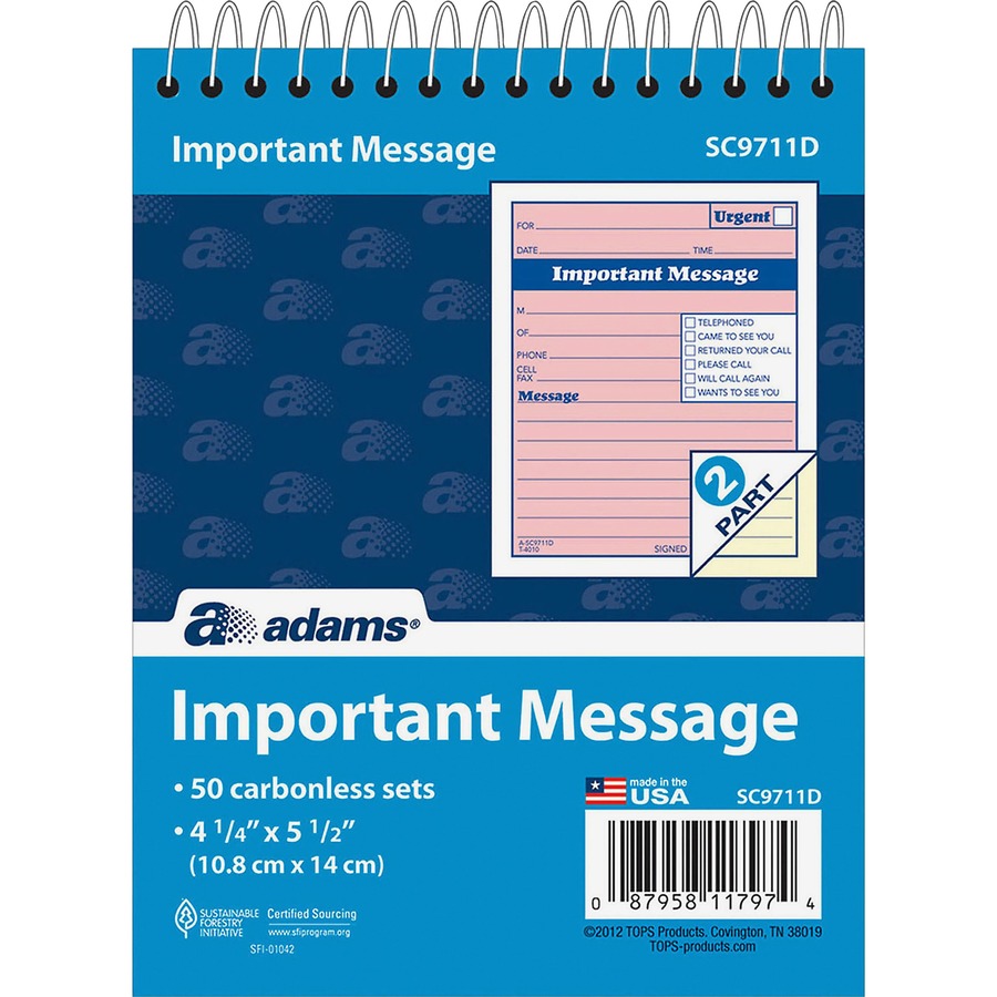 Picture of Adams Spiral-bound Phone Message Booklet