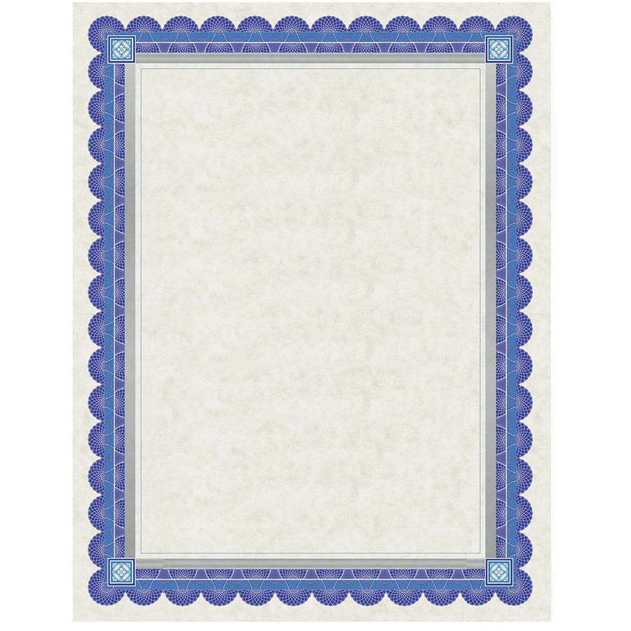 Southworth CT1R Foil Enhanced Parchment Certificates - 24 lb Basis Weight -  8.5 x 11 - Inkjet, Laser Compatible - Ivory with Blue, Silver Border - Parchment  Paper - 15 / Pack