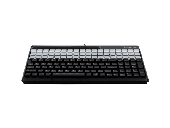 Image for CHERRY SPOS QWERTY Keyboard - 135 Keys - QWERTY Layout - 54 Relegendable Keys - Magnetic Stripe Reader - USB - Black from HP2BFED