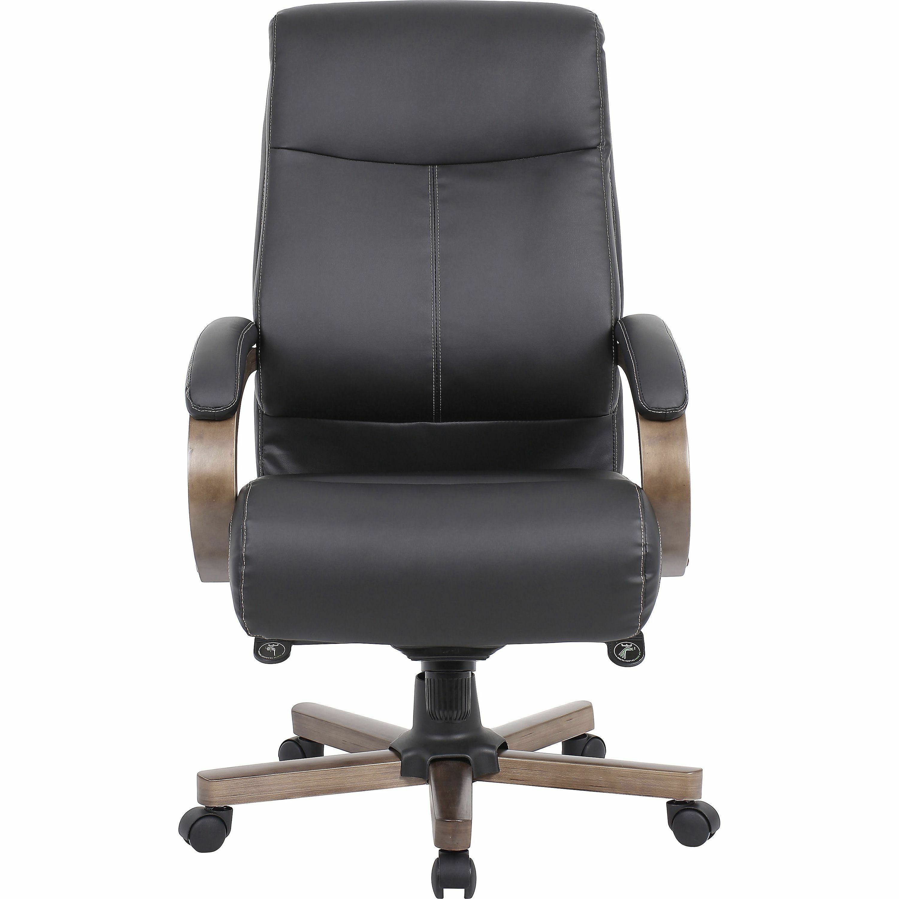 Lorell Wood Base Leather Highback Executive Chair Pulse Technology