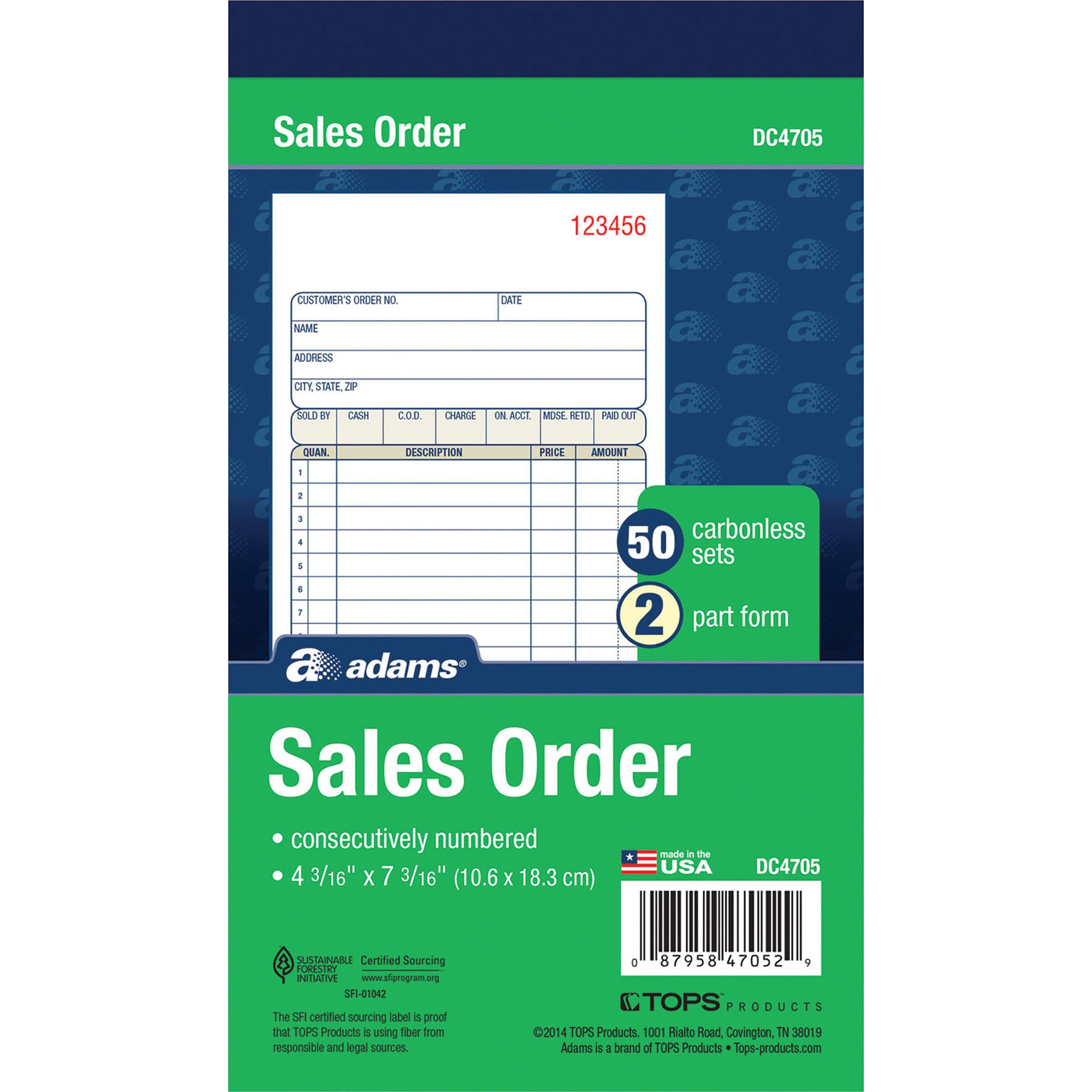 Adams Carbonless 2-part Numbered Sales Order Books | Metropolitan ...