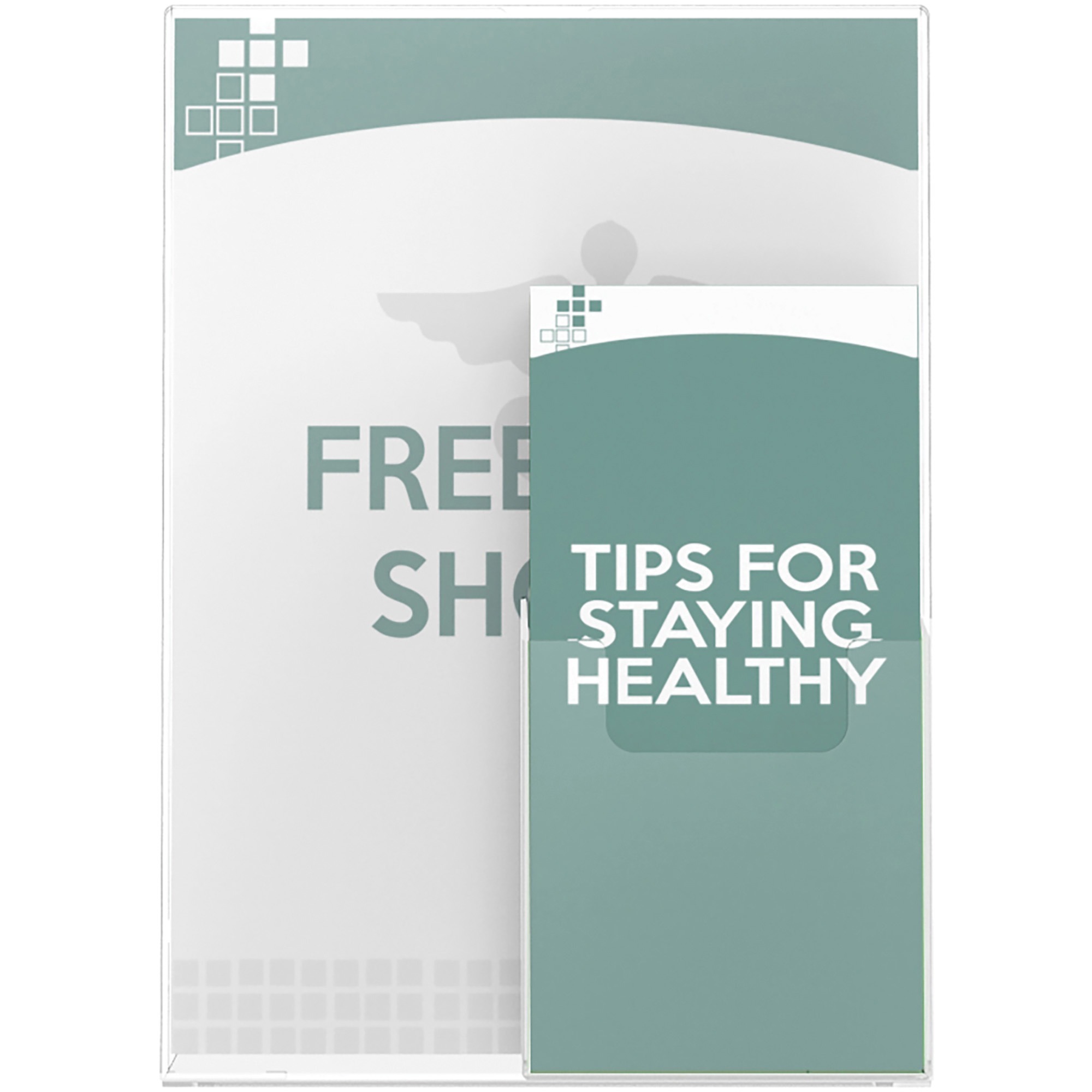 Deflecto 4" Pocket Slanted Plastic Sign Holder - 11" Width x 8.5" Height - Rectangular Shape - Plastic - Clear - 1 Each