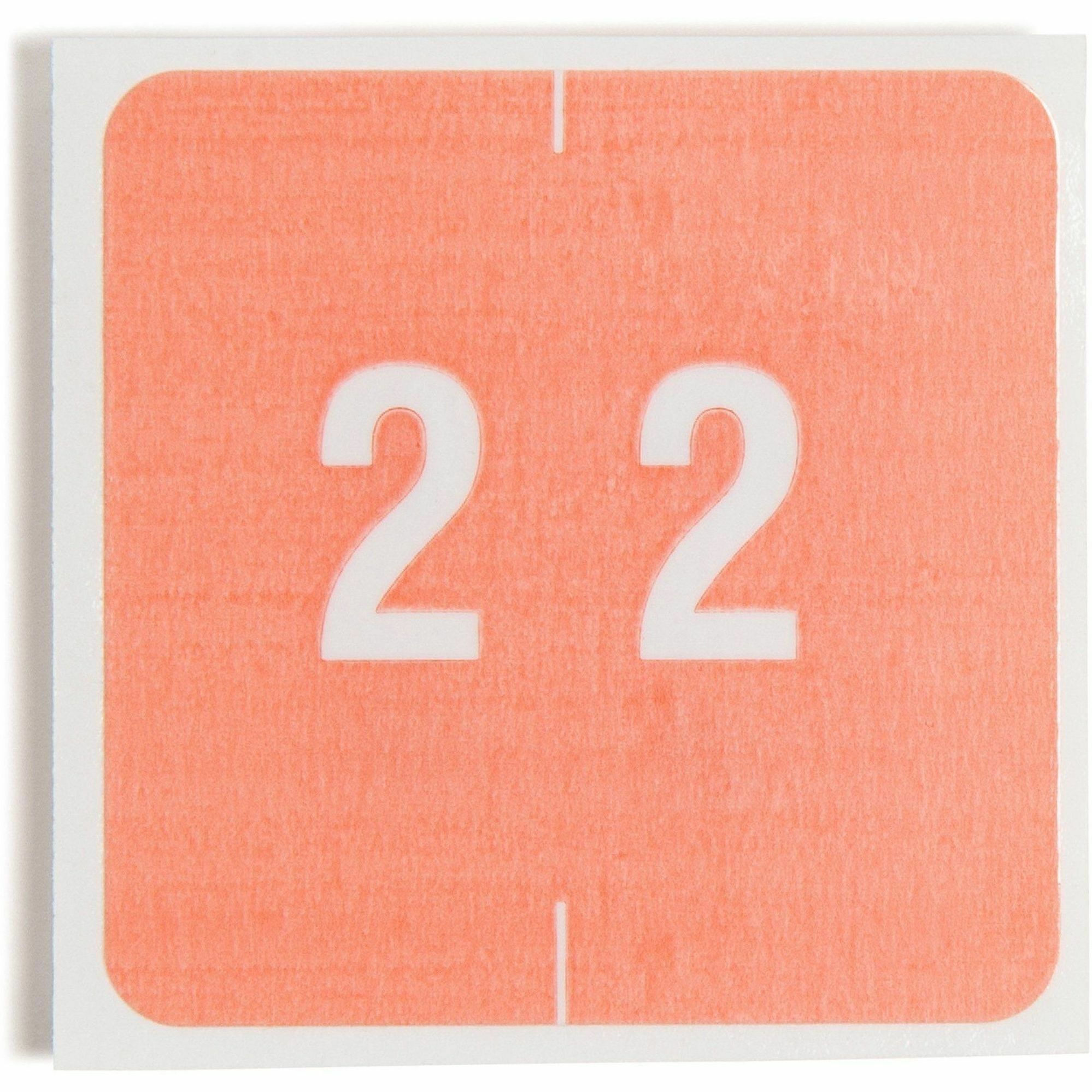 Smead DCC Color-Coded Numeric Labels - 2 - x 1 1/2" Width x 1 1/2" Length - Pink - Laminated - 250 / Roll