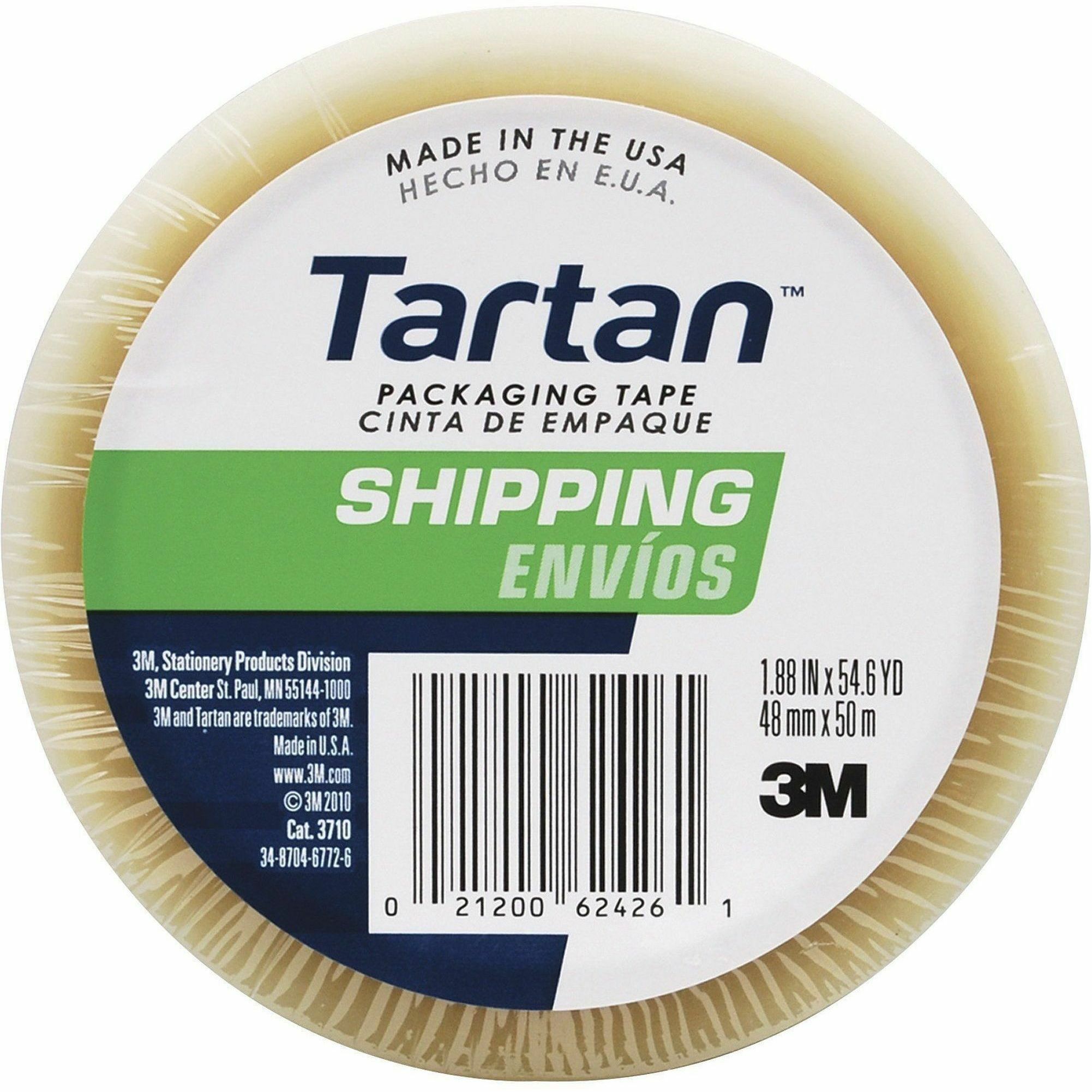 Tartan General-Purpose Packaging Tape - 54.60 yd Length x 1.88" Width x 1.9 mil Thickness - 3" Core - Clear - Rubber Resin Backing - Nick Resistant, Abrasion Resistant, Moisture Resistant, Scuff Resistant, Tear Resistant, Split Resistant, Slip Resistant -