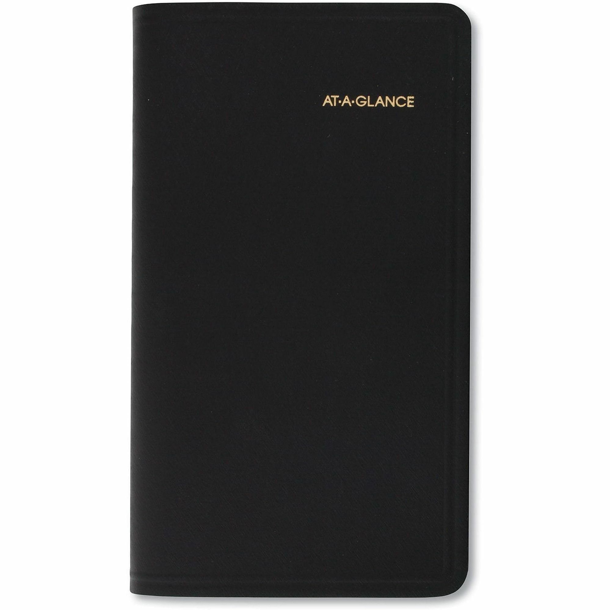 At-A-Glance 2024 Refillable Weekly Appointment Book Planner, Black, Pocket, 3 1/4" x 6 1/4" - Julian Dates - Weekly - 1 Year - January 2025 to December 2025 - 8:00 AM to 5:00 PM - Hourly, Monday - Friday - 1 Week Double Page Layout - 3 1/4" x 6 1/4" Sheet