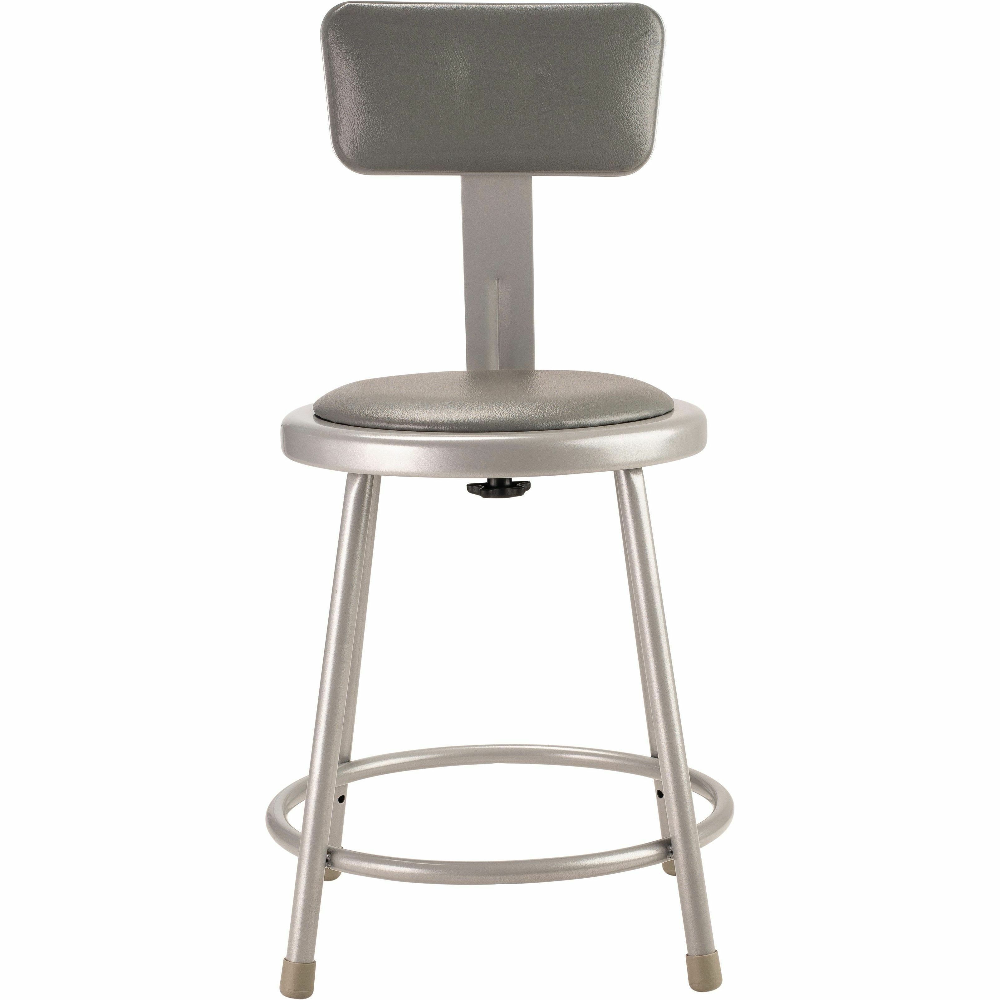 National Public Seating 6400 Series Heavy-Duty Padded Stools - Gray Seat Color - Vinyl, Medium Density Fiber (MDF) Seat Material - Gray Frame Color - Steel Frame Material - Four-legged Base - Gray - Plush - 1 Each
