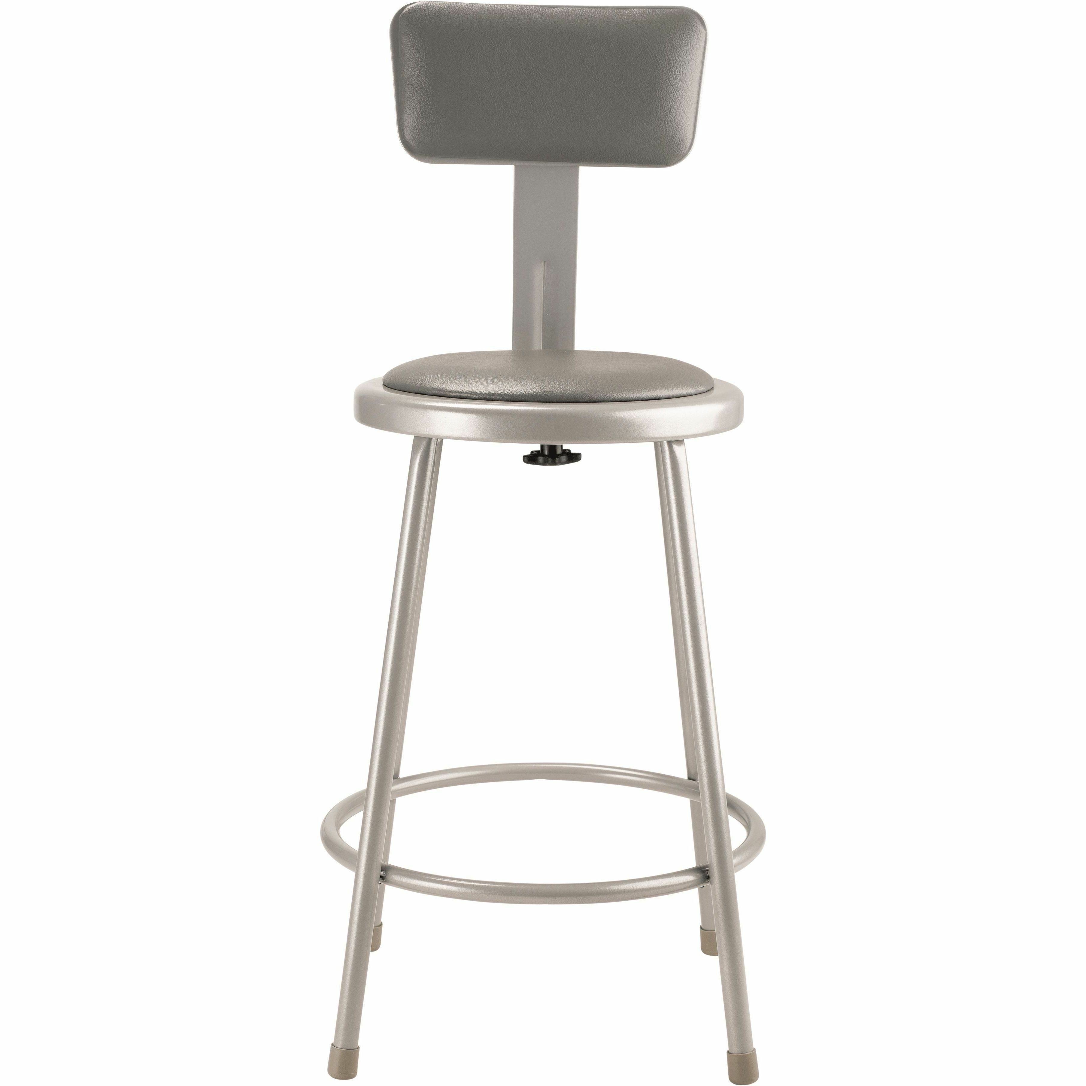 National Public Seating 6400 Series Heavy-Duty Padded Stools - Gray Seat Color - Vinyl, Medium Density Fiber (MDF) Seat Material - Gray Frame Color - Steel Frame Material - Four-legged Base - Gray - Plush - 1 Each