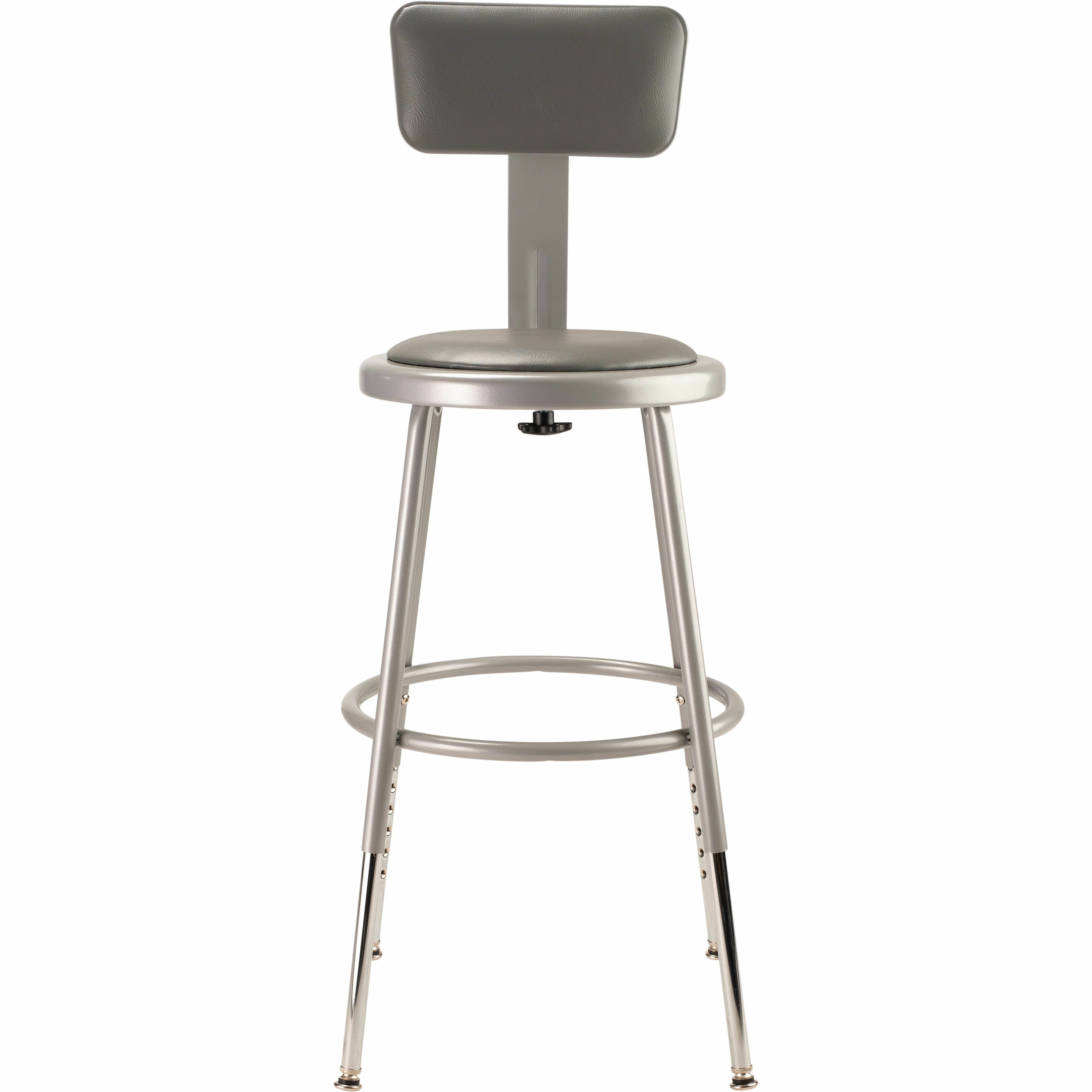 National Public Seating 6400 Series Heavy-Duty Padded Stools - Gray Seat Color - Vinyl, Medium Density Fiber (MDF), Plush Seat Material - Gray Frame Color - Steel Frame Material - Four-legged Base - Steel - 1 Each