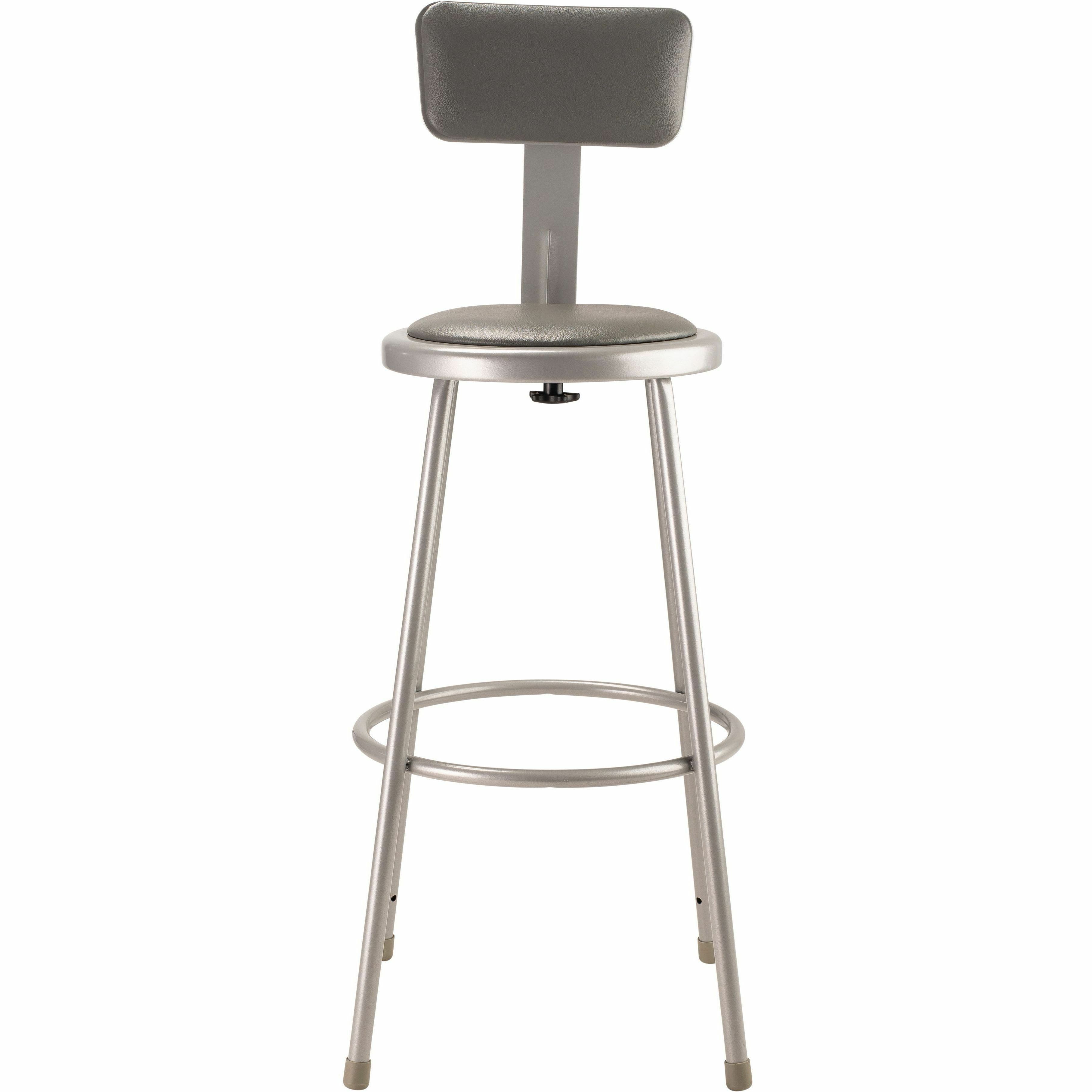 National Public Seating 6400 Series Heavy-Duty Padded Stools - Gray Seat Color - Vinyl, Medium Density Fiber (MDF), Plush Seat Material - Gray Frame Color - Steel Frame Material - Four-legged Base - Steel - 1 Each