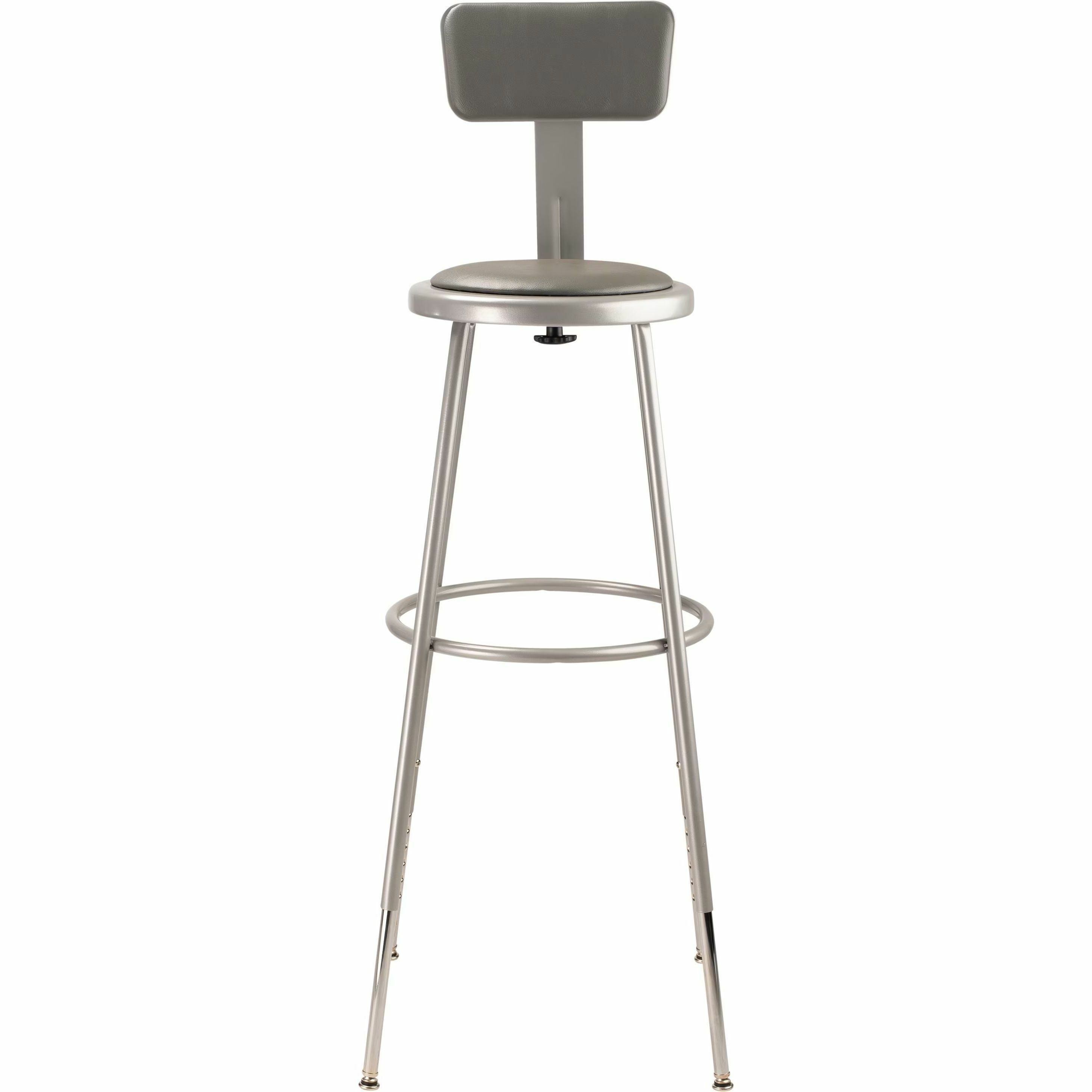 National Public Seating 6400 Series Heavy-Duty Padded Stools - Gray Seat Color - Vinyl, Medium Density Fiber (MDF), Plush Seat Material - Gray Frame Color - Steel Frame Material - Four-legged Base - Steel - 1 Each