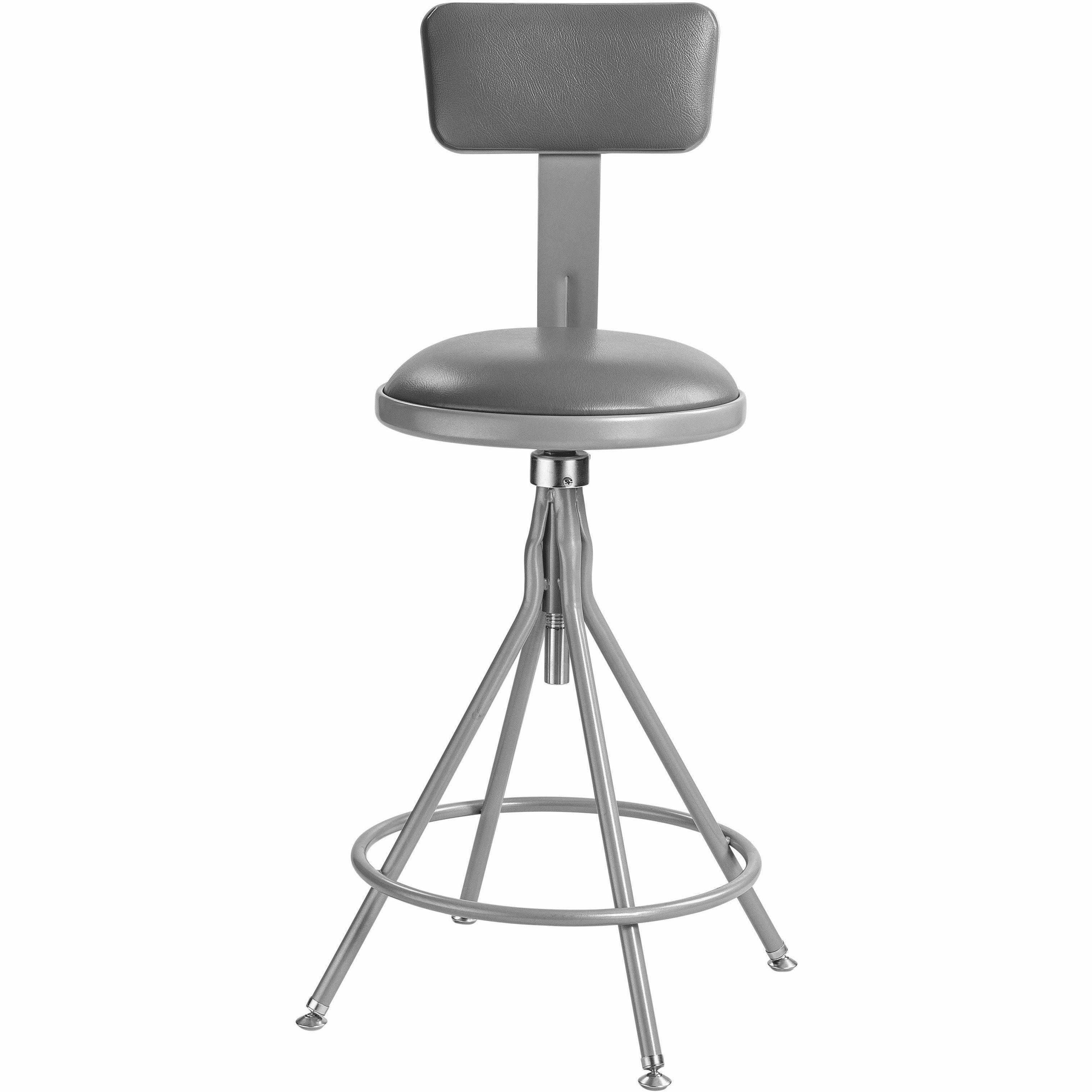 National Public Seating 6500 Series Heavy-Duty Swivel Stools - Gray Seat Color - Vinyl Seat Material - Gray Frame Color - Steel Frame Material - Four-legged Base - Gray - Metal - 1 Each