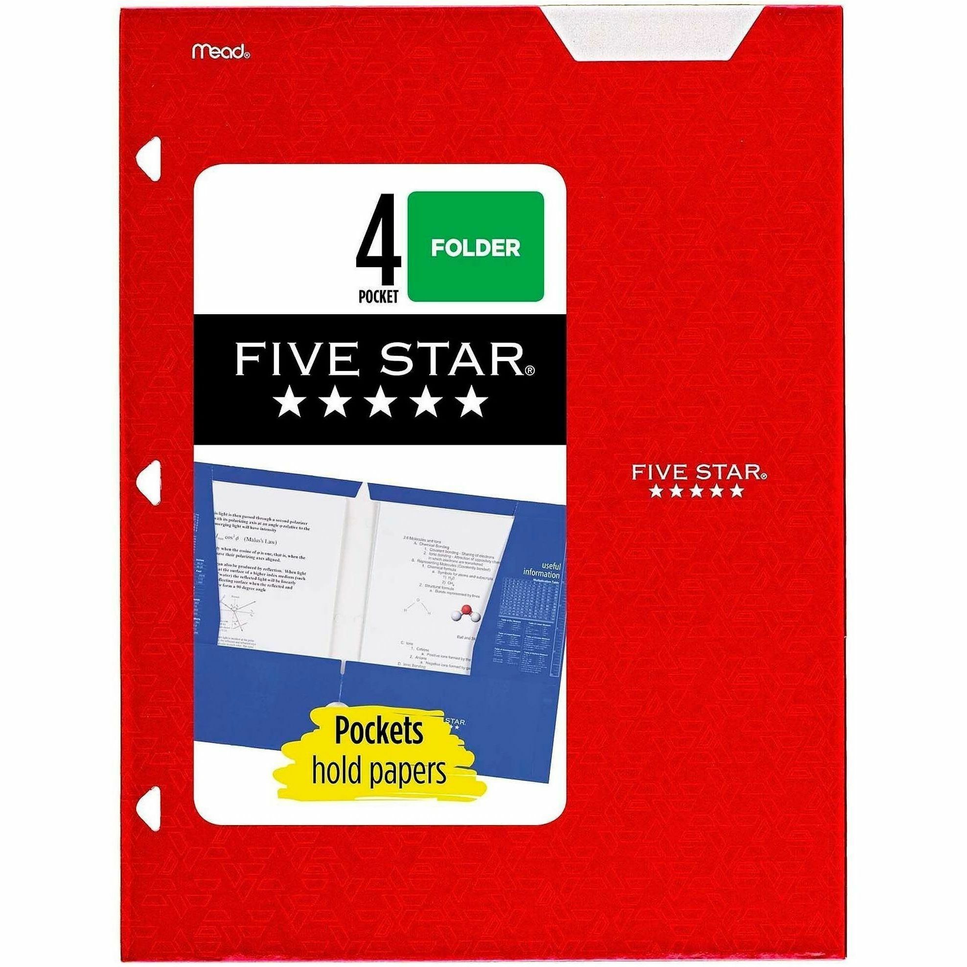 Mead Pocket Folder - 4 Internal Pocket - Assorted - 6 / Pack - Kennedy Office
